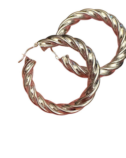 Silver plate MILOR Italy Bronze Twisted Hoop Earrings