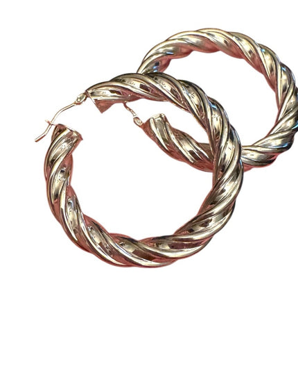 Silver plate MILOR Italy Bronze Twisted Hoop Earrings