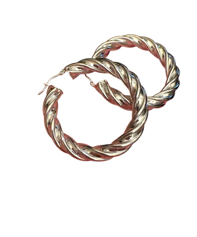 Silver plate MILOR Italy Bronze Twisted Hoop Earrings