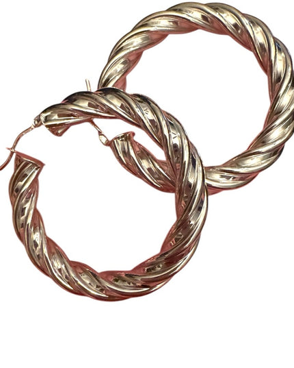 Silver plate MILOR Italy Bronze Twisted Hoop Earrings