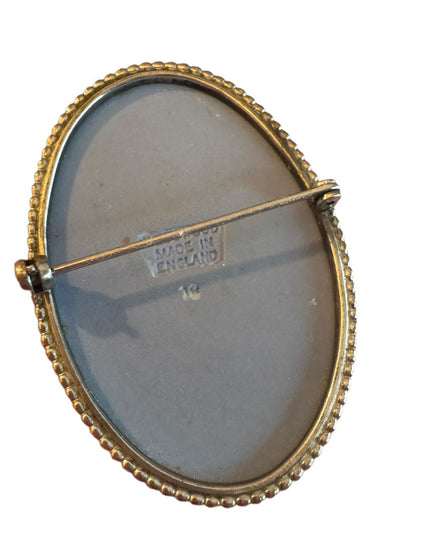 Vintage Wedgewood England Jasperware Blue Cameo Brooch silver finish