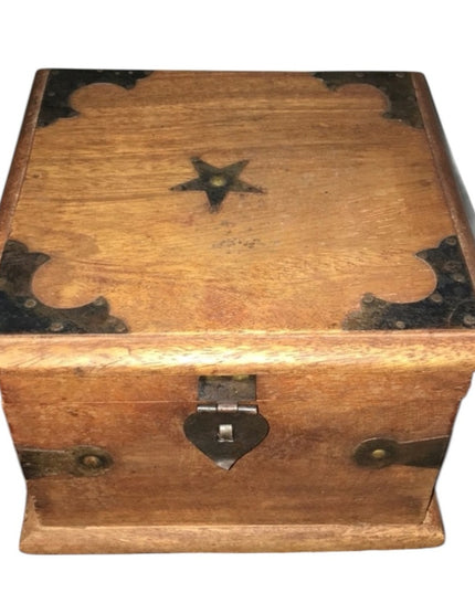Antique Wood box with metal star Beauty!
