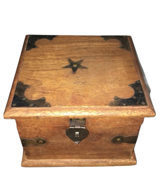 Antique Wood box with metal star Beauty!