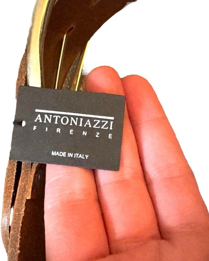 Embossed floral Antoniazzi Firenze ITALY wide Leather Belt Silver Buckle NWT