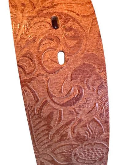 Embossed floral Antoniazzi Firenze ITALY wide Leather Belt Silver Buckle NWT