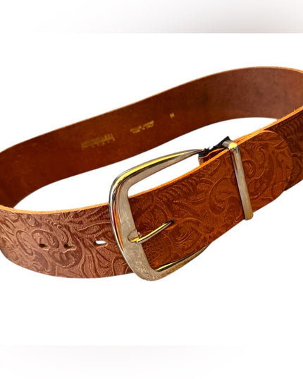 Embossed floral Antoniazzi Firenze ITALY wide Leather Belt Silver Buckle NWT