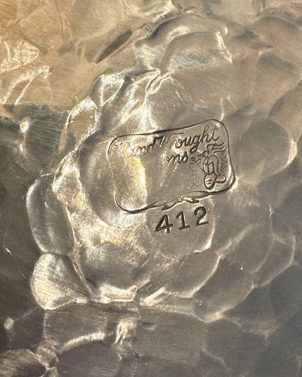 Vintage Hand Wrought Aluminum Silver Flower Floral Serving Tray 1950s