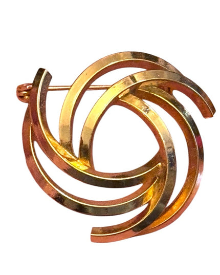 Vintage Gold-Tone Swirl Brooch Triad