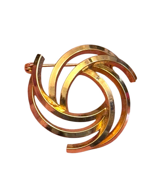 Vintage Gold-Tone Swirl Brooch Triad