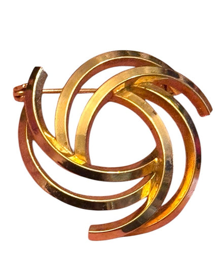 Vintage Gold-Tone Swirl Brooch Triad