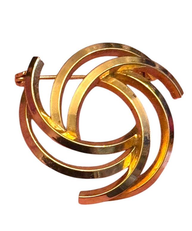 Vintage Gold-Tone Swirl Brooch Triad
