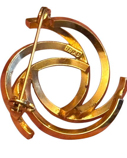 Vintage Gold-Tone Swirl Brooch Triad