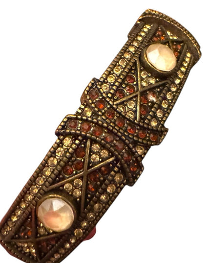 Heidi Daus Swarovski crystal red clear yellow fancy rhinestone hinged Bangle