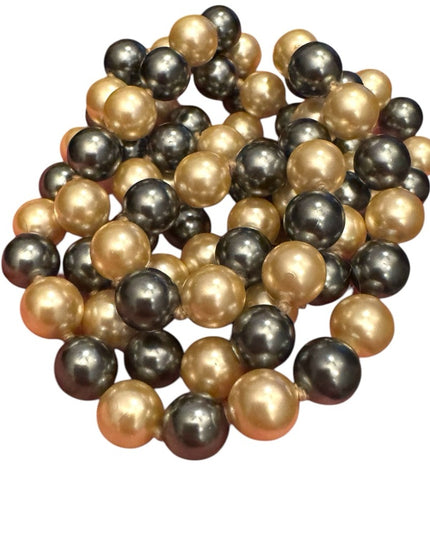 JOAN RIVERS VINTAGE CREAMY & TAHESIAN COLOURFUL DOUBLE STRAND GLASS PEARLS