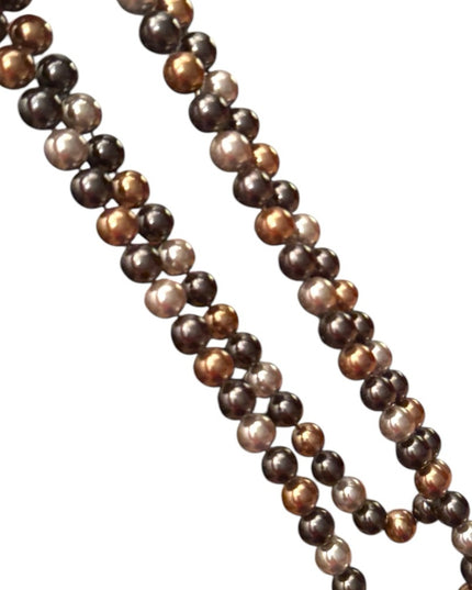 Heidi Daus elegant 40” Glass pearl earth brown tones Stunning classy Necklace