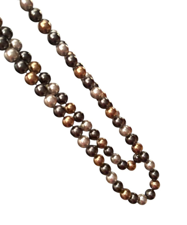 Heidi Daus elegant 40” Glass pearl earth brown tones Stunning classy Necklace