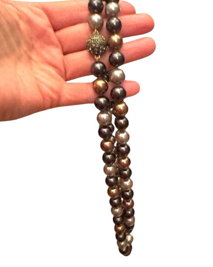 Heidi Daus elegant 40” Glass pearl earth brown tones Stunning classy Necklace