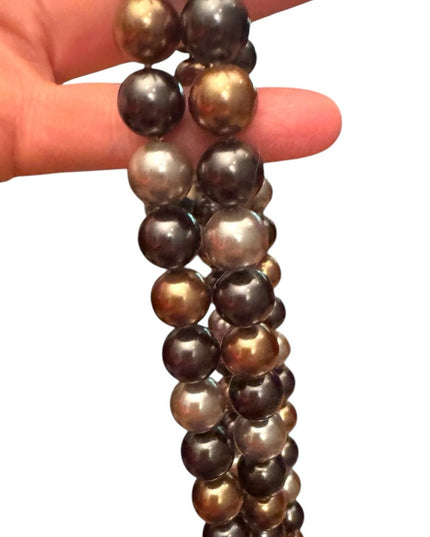 Heidi Daus elegant 40” Glass pearl earth brown tones Stunning classy Necklace