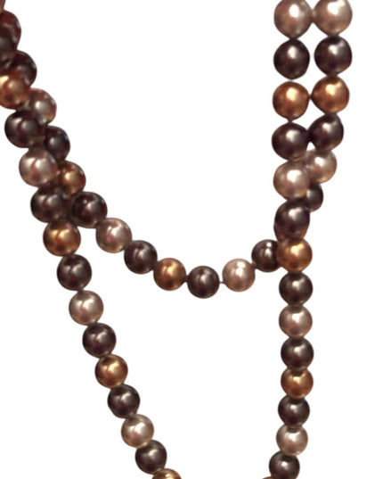 Heidi Daus elegant 40” Glass pearl earth brown tones Stunning classy Necklace