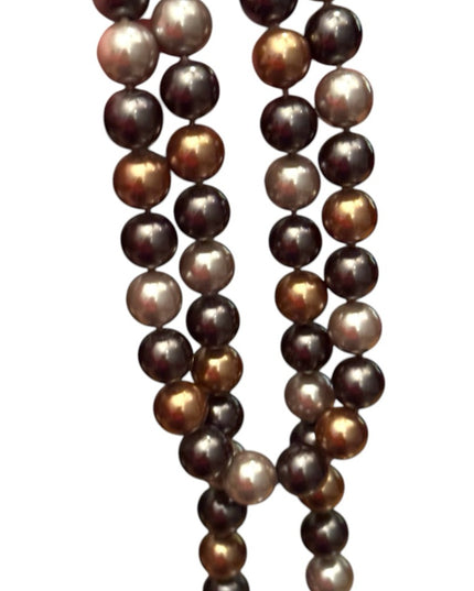 Heidi Daus elegant 40” Glass pearl earth brown tones Stunning classy Necklace