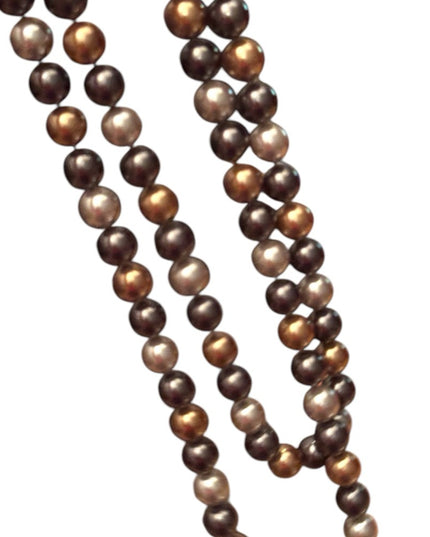 Heidi Daus elegant 40” Glass pearl earth brown tones Stunning classy Necklace