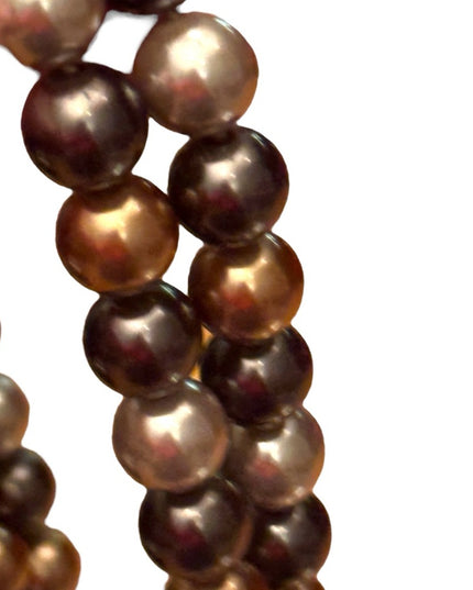 Heidi Daus elegant 40” Glass pearl earth brown tones Stunning classy Necklace
