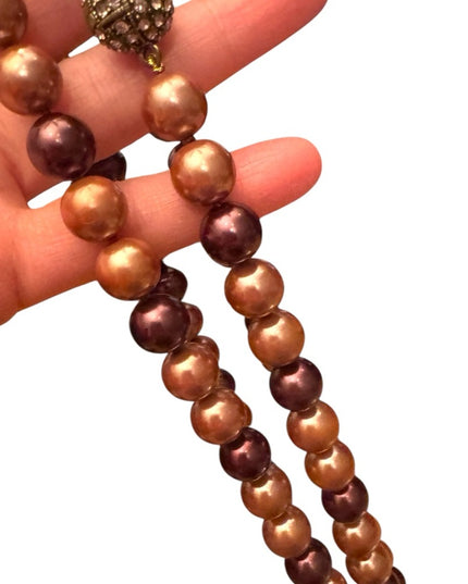 Elegant  Heidi Daus elegant 40” Glass pearl Creamy  Beaded Necklace 12mm beads