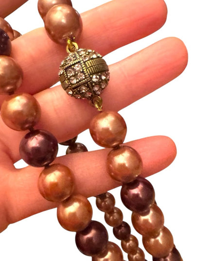 Elegant  Heidi Daus elegant 40” Glass pearl Creamy  Beaded Necklace 12mm beads