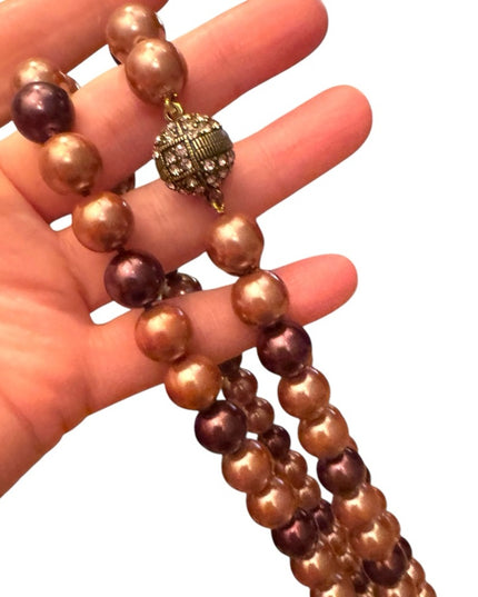 Elegant  Heidi Daus elegant 40” Glass pearl Creamy  Beaded Necklace 12mm beads