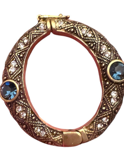 Stunning Heidi Daus Necklace enhancer brooch duo Gold Swarovski  Blue crystals