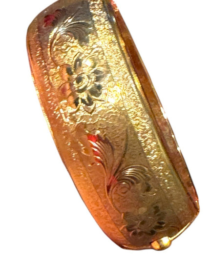 Vintage quality Gold plt Floral Engraved hinged Bangle