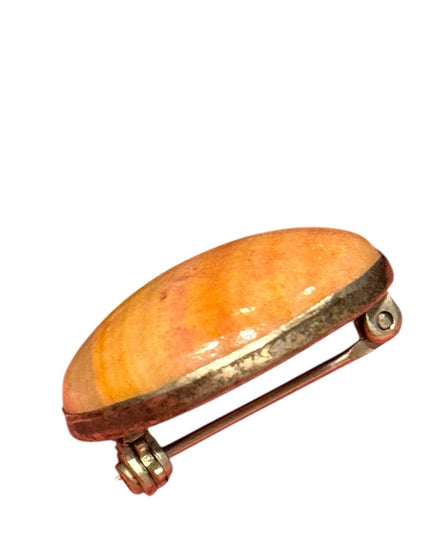 Antique Oval Scottish Agate sterling silver 925 Brooch