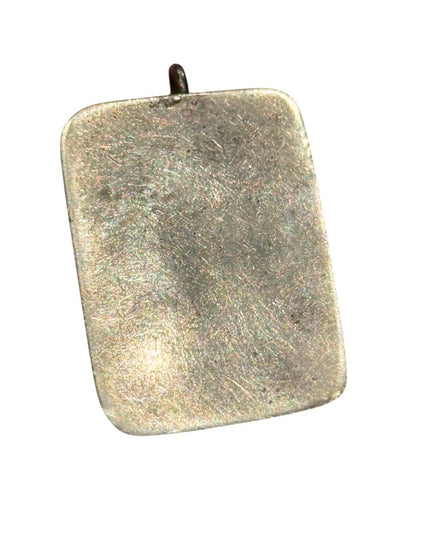 Vintage Moss Agate Southwestern silver rectangle necklace Pendant Handmade forge