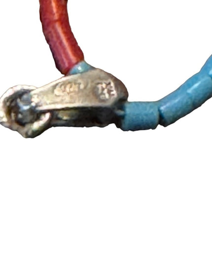 Antique sterling Hand made coral & turquoise necklace with sterling oval…