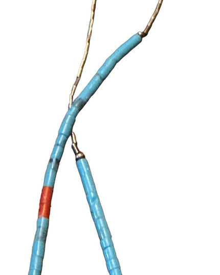 Antique sterling Hand made coral & turquoise necklace with sterling oval…