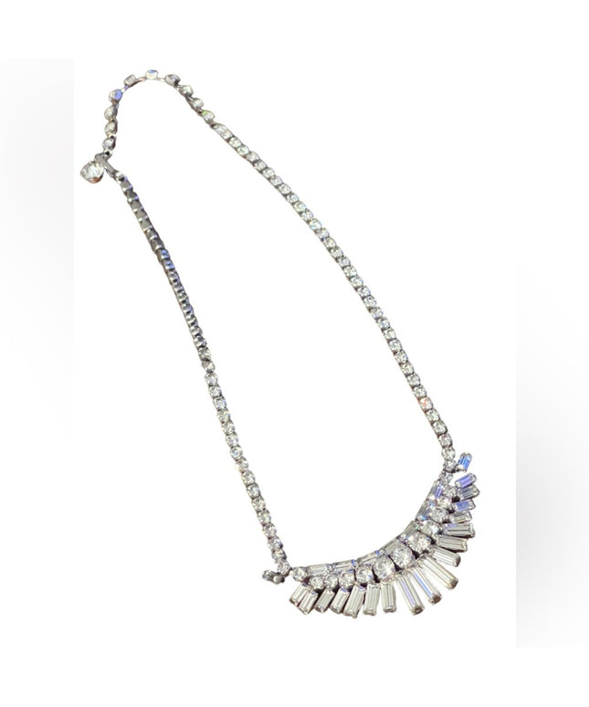 Stunning vintage C1950s Sherman Clear crystal necklace wedding party