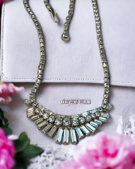 Stunning vintage C1950s Sherman Clear crystal necklace wedding party