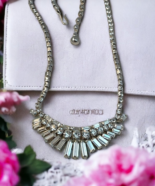 Stunning vintage C1950s Sherman Clear crystal necklace wedding party