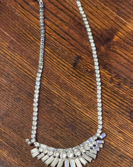 Stunning vintage C1950s Sherman Clear crystal necklace wedding party