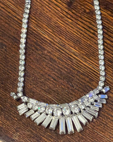 Stunning vintage C1950s Sherman Clear crystal necklace wedding party
