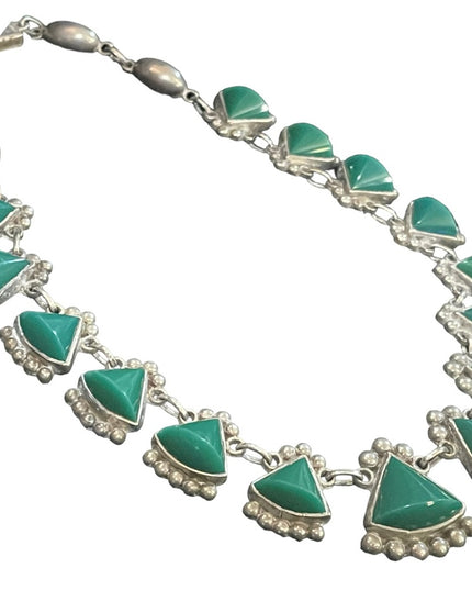 - Vintage Sterling silver 925 Green Onyx RRA Taxco Mexico Artisan necklace