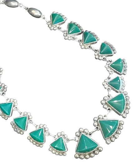 - Vintage Sterling silver 925 Green Onyx RRA Taxco Mexico Artisan necklace