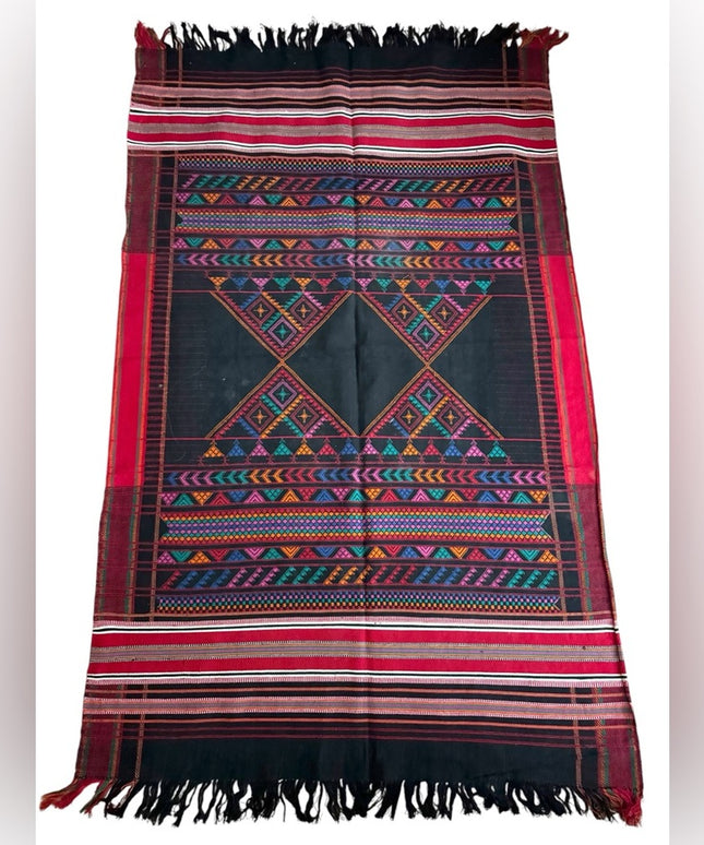 Colorful Geometric Patterned Textile Vintage Jaisalmer India Wool Blanket Shawl