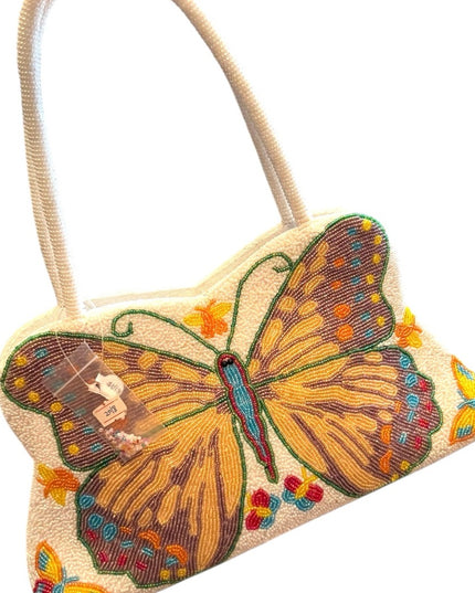 Vintage Microbead Butterfly Handbag purse