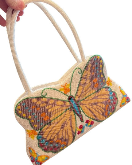 Vintage Microbead Butterfly Handbag purse