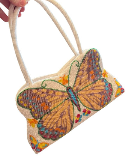 Vintage Microbead Butterfly Handbag purse