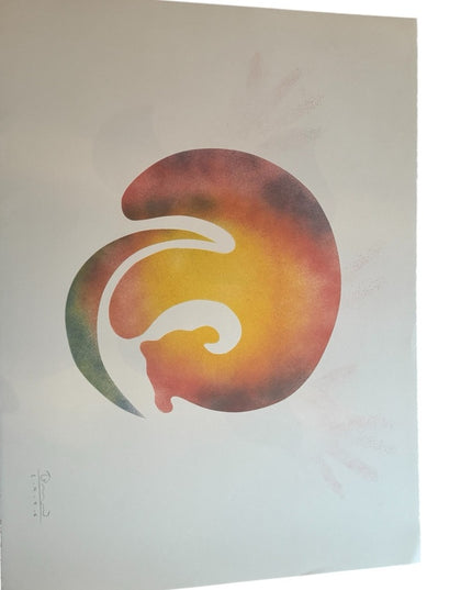 Signed dated 1996 Simon Brascoupe color stencil Mama bears artwork