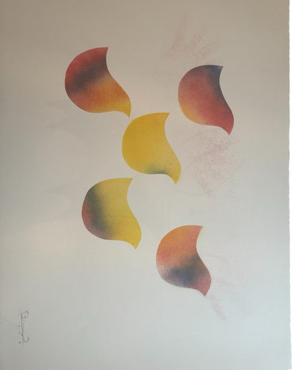 Signed dated 1996 Simon Brascoupe color stencil Chicks artwork