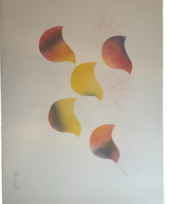 Signed dated 1996 Simon Brascoupe color stencil Chicks artwork