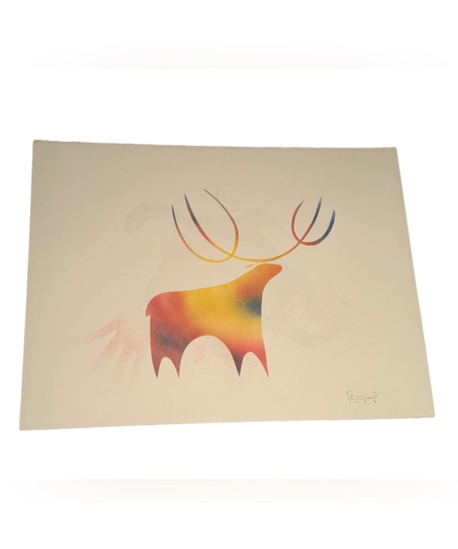 Simon Brascoupe Signed Dated 1996 Stencil Art Paper Moose